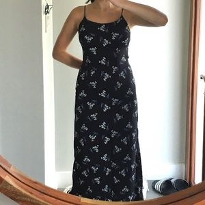 Vintage 90’s Navy Blue Floral Slip Maxi Dress